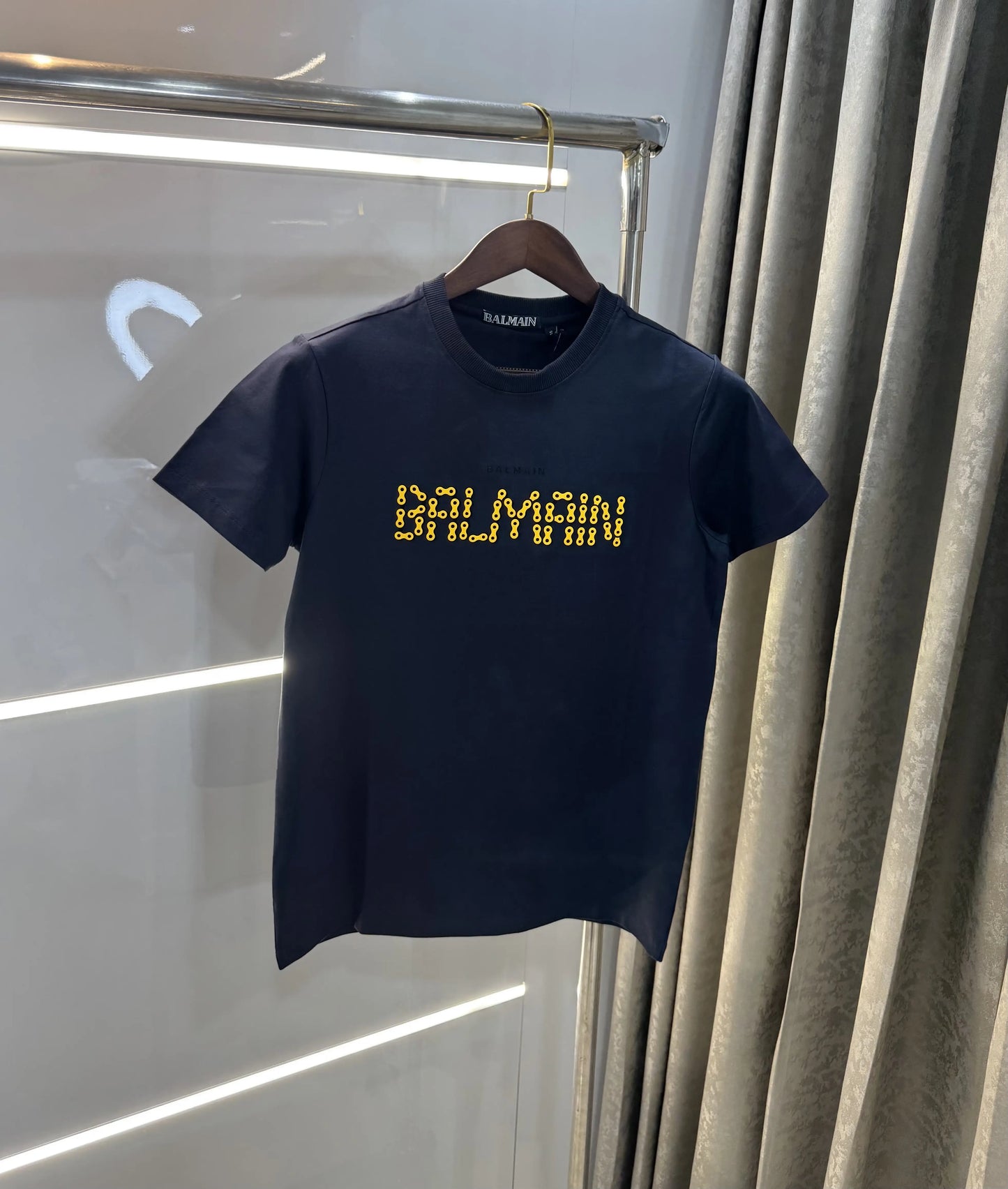 Balmain Paris Navy Blue  Logo Work Premium T-Shirt