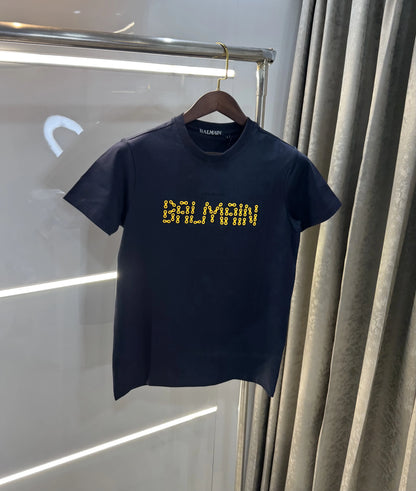 Balmain Paris Navy Blue  Logo Work Premium T-Shirt