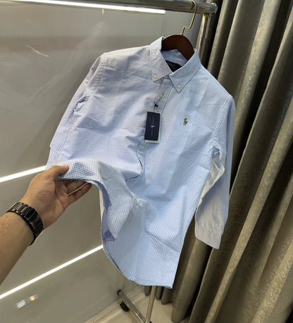 Ralph Lauren Sky Blue Small Checks Premium Shirt