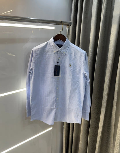 Ralph Lauren Sky Blue Small Checks Premium Shirt