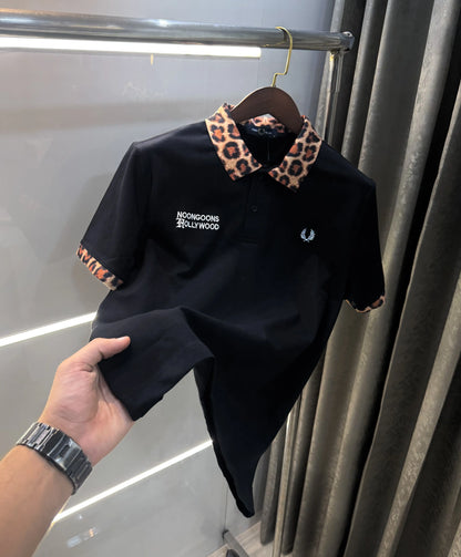 Fredperry Black Embroidery Logo Premium Polo T-Shirt