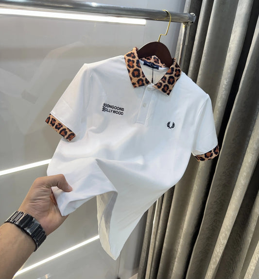 Fredperry White Embroidery Logo Premium Polo T-Shirt