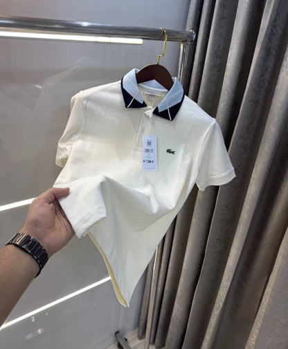  Lacost e Cream Embroidery Logo Premium Polo T-Shirt