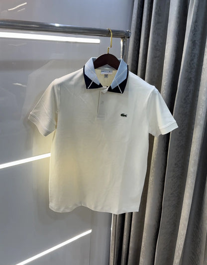  Lacost e Cream Embroidery Logo Premium Polo T-Shirt