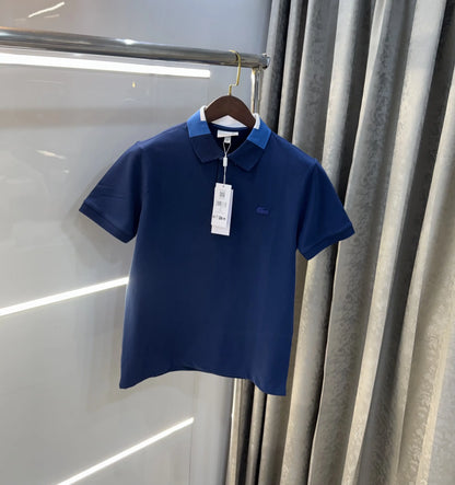 Lacost e Petrol Blue Embroidery Logo Premium Polo T-Shirt