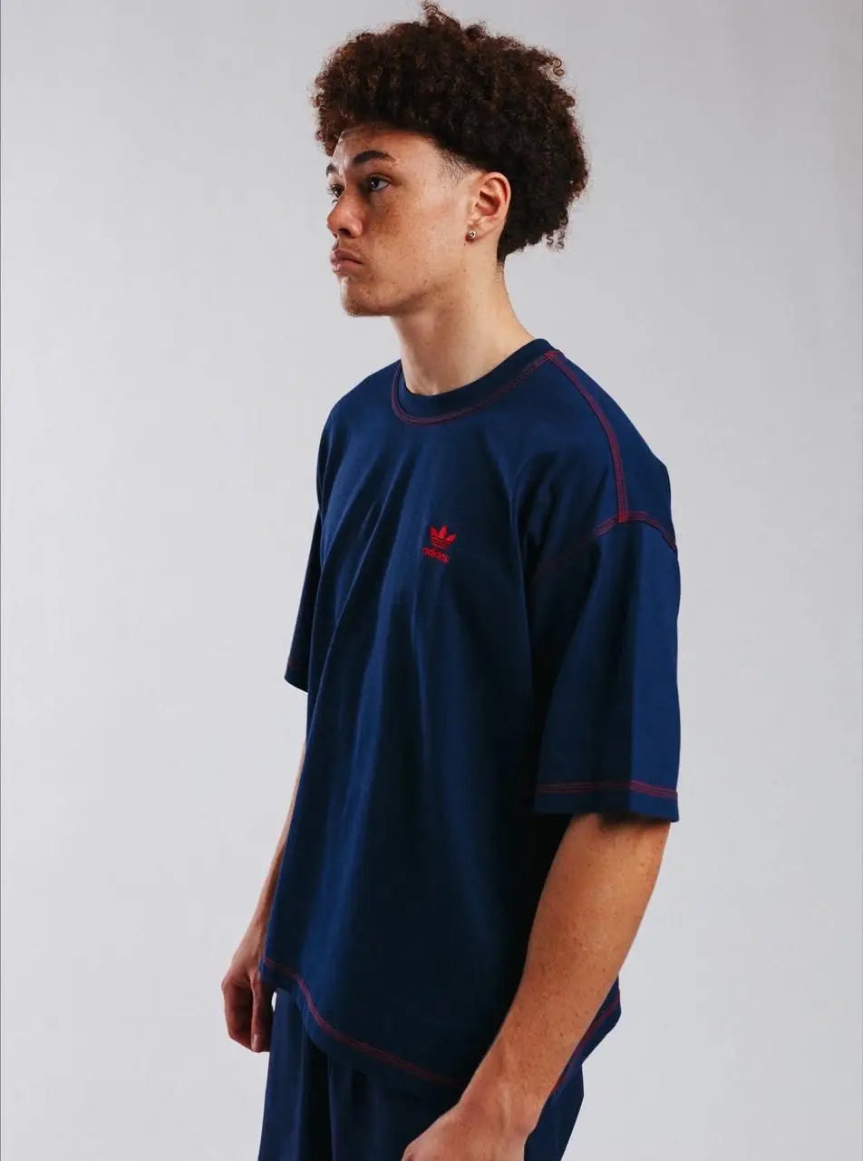 Adidas Navy Blue Printed Premium Classic T-Shirt