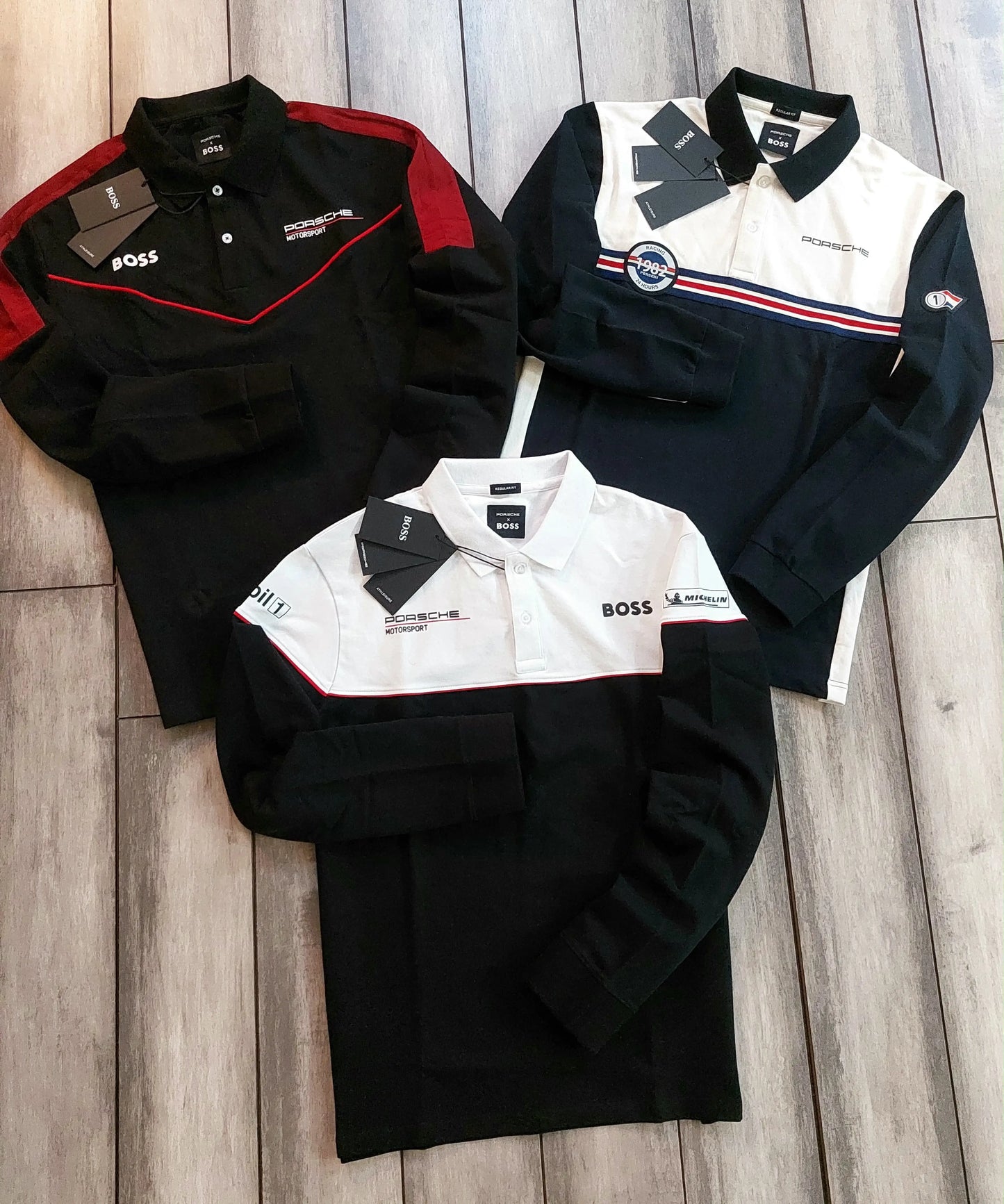 Hugo  Boss Black White Logo Work Premium Full Sleeve Polo T-Shirt