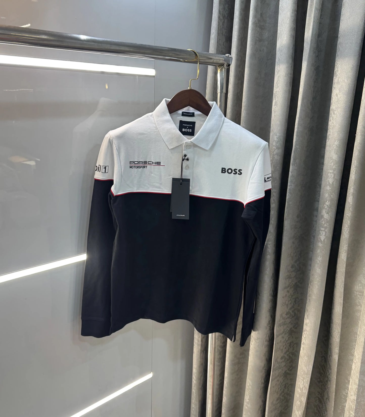 Hugo  Boss Black White Logo Work Premium Full Sleeve Polo T-Shirt