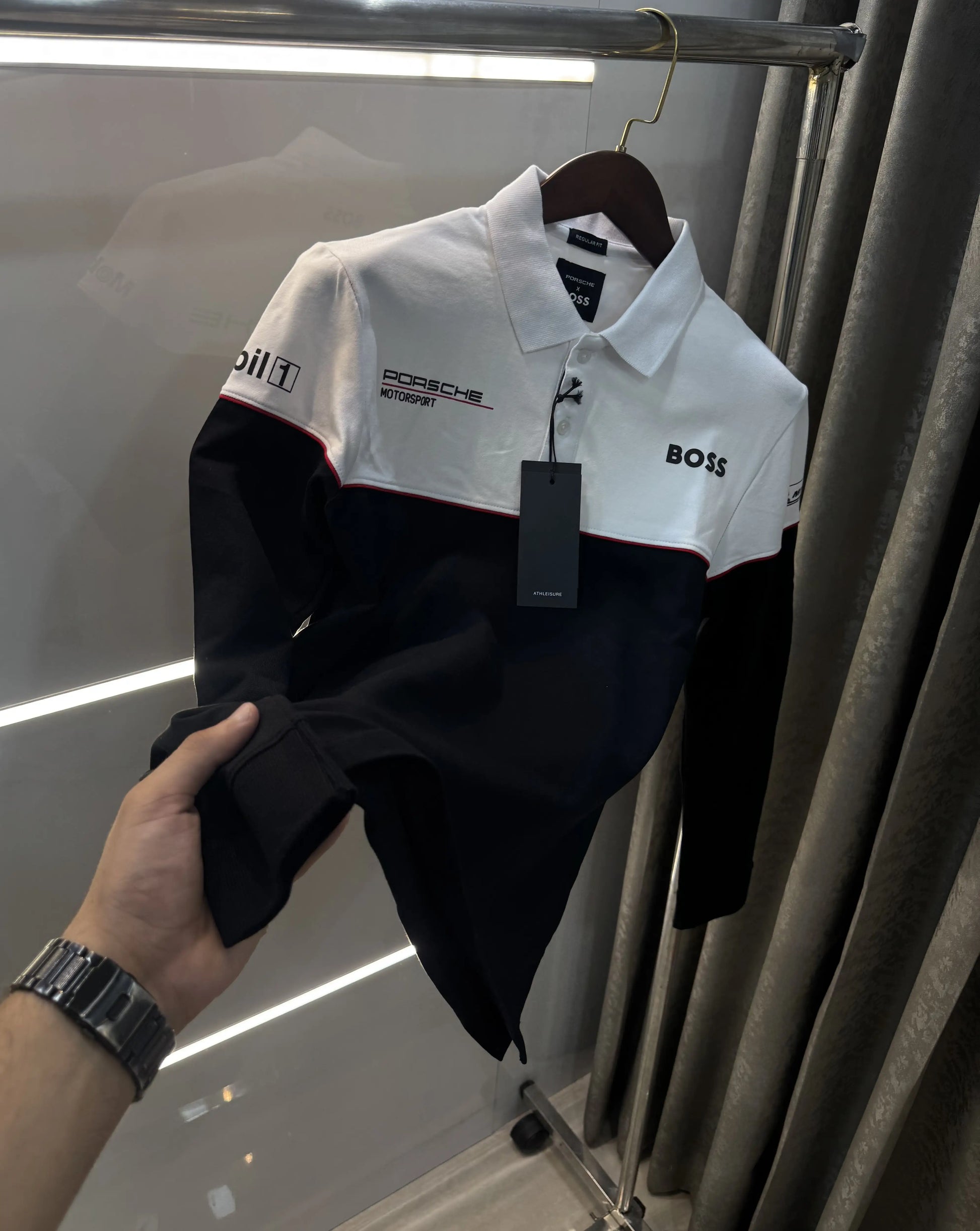 Hugo  Boss Black White Logo Work Premium Full Sleeve Polo T-Shirt